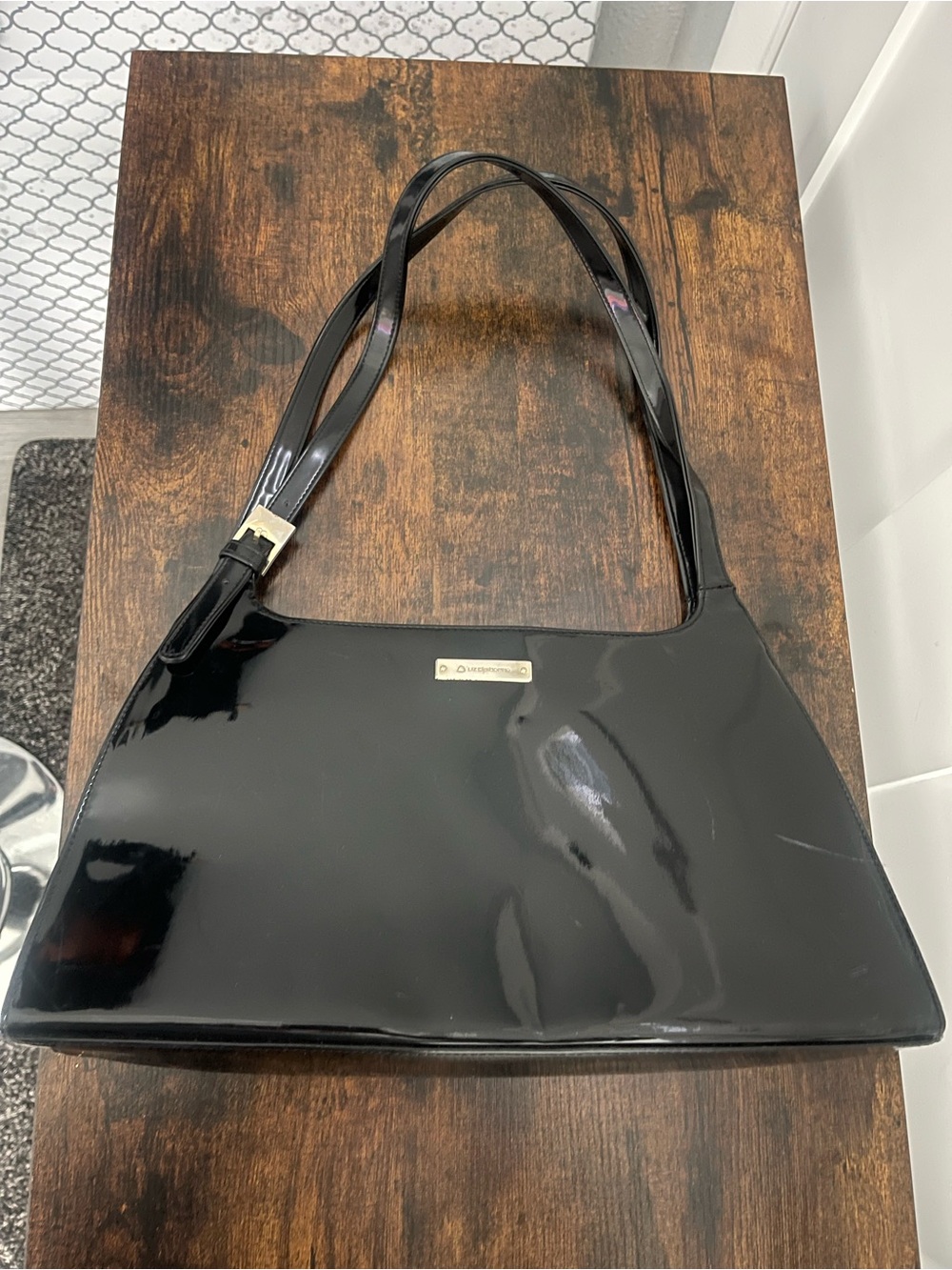 Black Patent Shoulder Bag - Unknown Brand